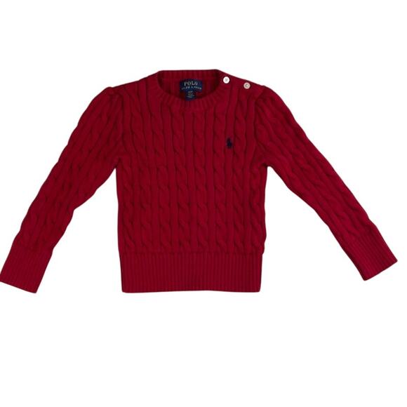Polo Ralph Lauren Other - Polo Ralph Lauren Boys 3T Pullover, Red Cable-Knit Sweater